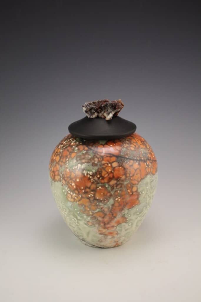 A ceramic pot thrown by Wanda Garrity