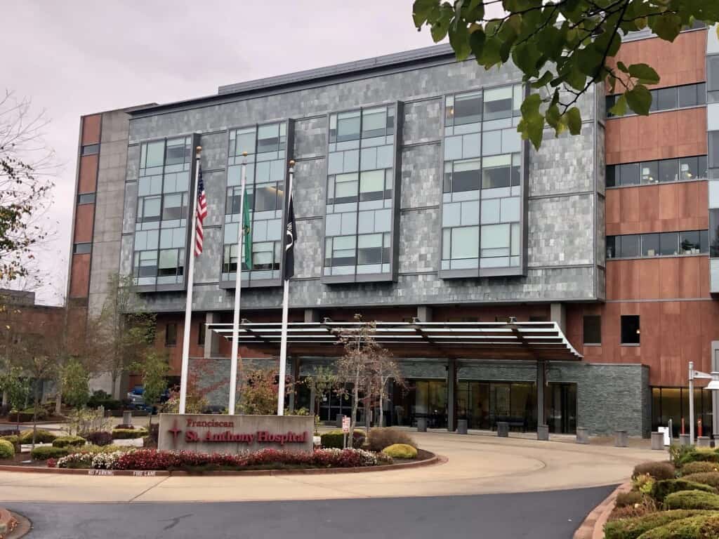 A look at the entrance to St. Anthony Hospital in Gig Harbor