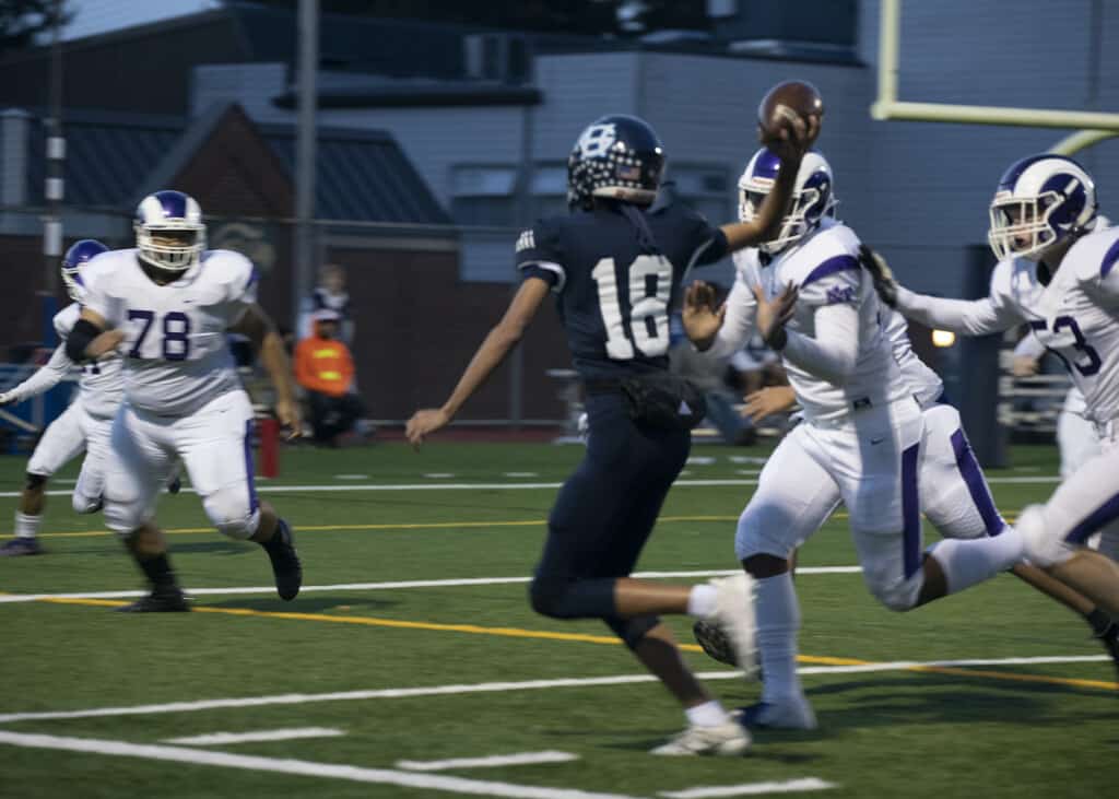 Gig Harbor's Christian Parrish prepares to haul in a pass Friday against North Thurston.