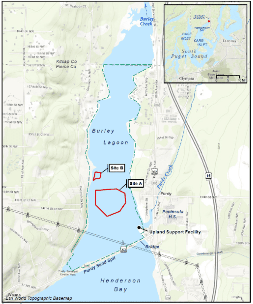 Map of Burley Lagoon showing proposed geoduck farm site
