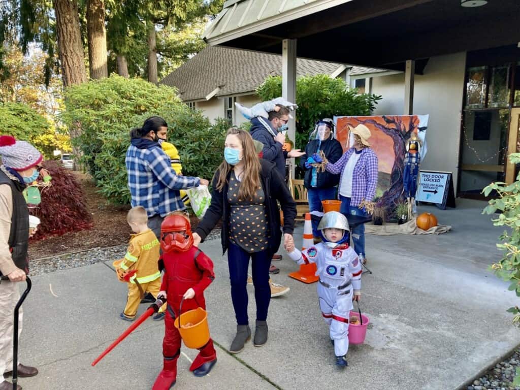 Costumed kids participate in last year's Chapel Hill Candy Door Dash.