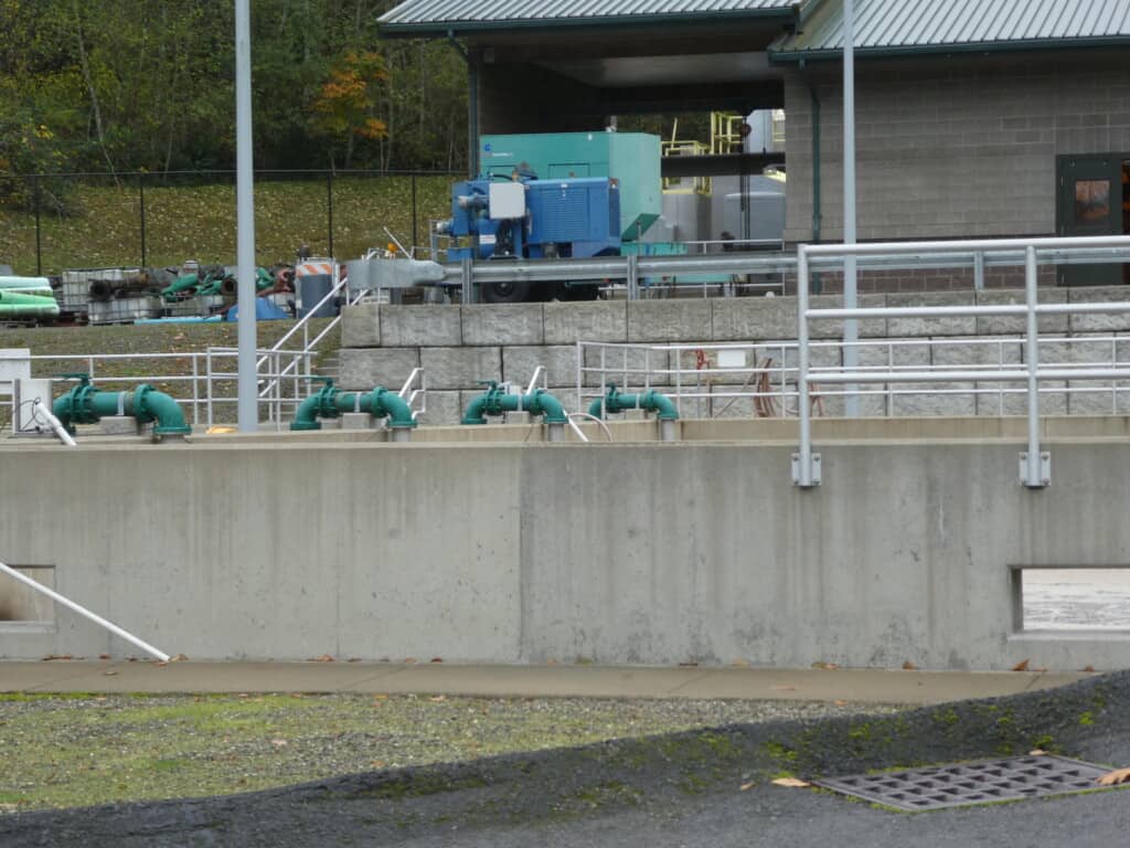 Aerator tank pumps at the city's wastewater treatment plant