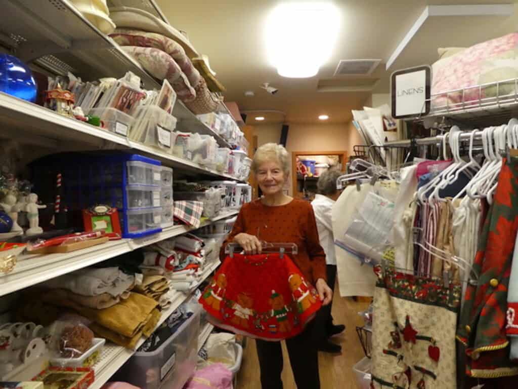  Donna  Doherty has volunteered at the thrift store for 43 years. She manages the linens department.
