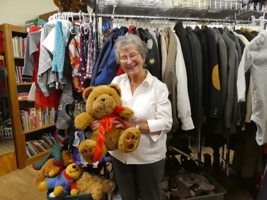 Ingrid Hartman takes care of the toy department. She has volunteered at the shop for 42 years.