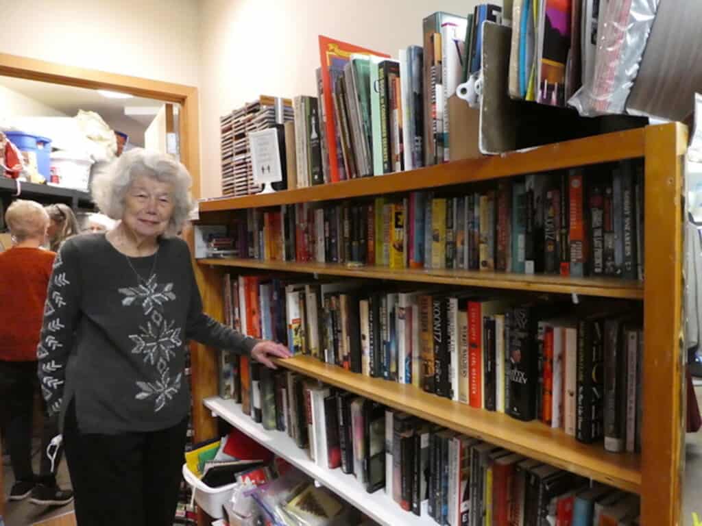 Ninety—five-year old Mary Ellen Carpenter has volunteered at the thrift store since 1982.