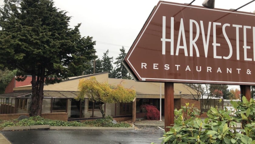 The closed Harvester Restaurant
