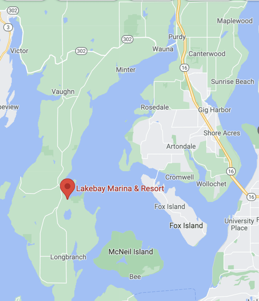 map of key peninsula and gig harbor area showing where lakebay marina is