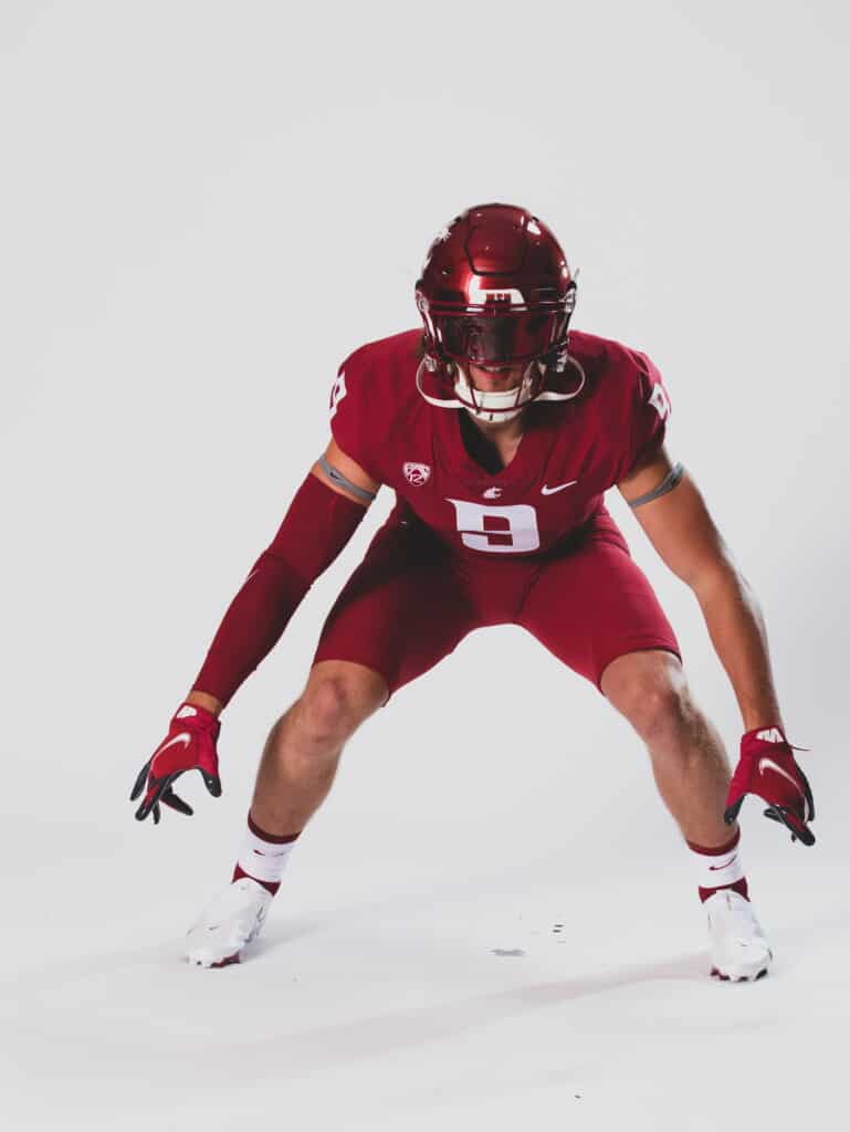 Hunter Cedarland poses in a Washington State Cougar uniform.