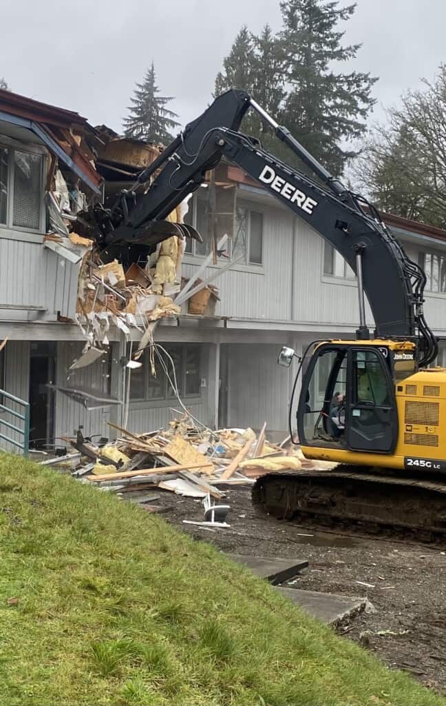 Demolition on the old Artondale Elementary School began Monday.