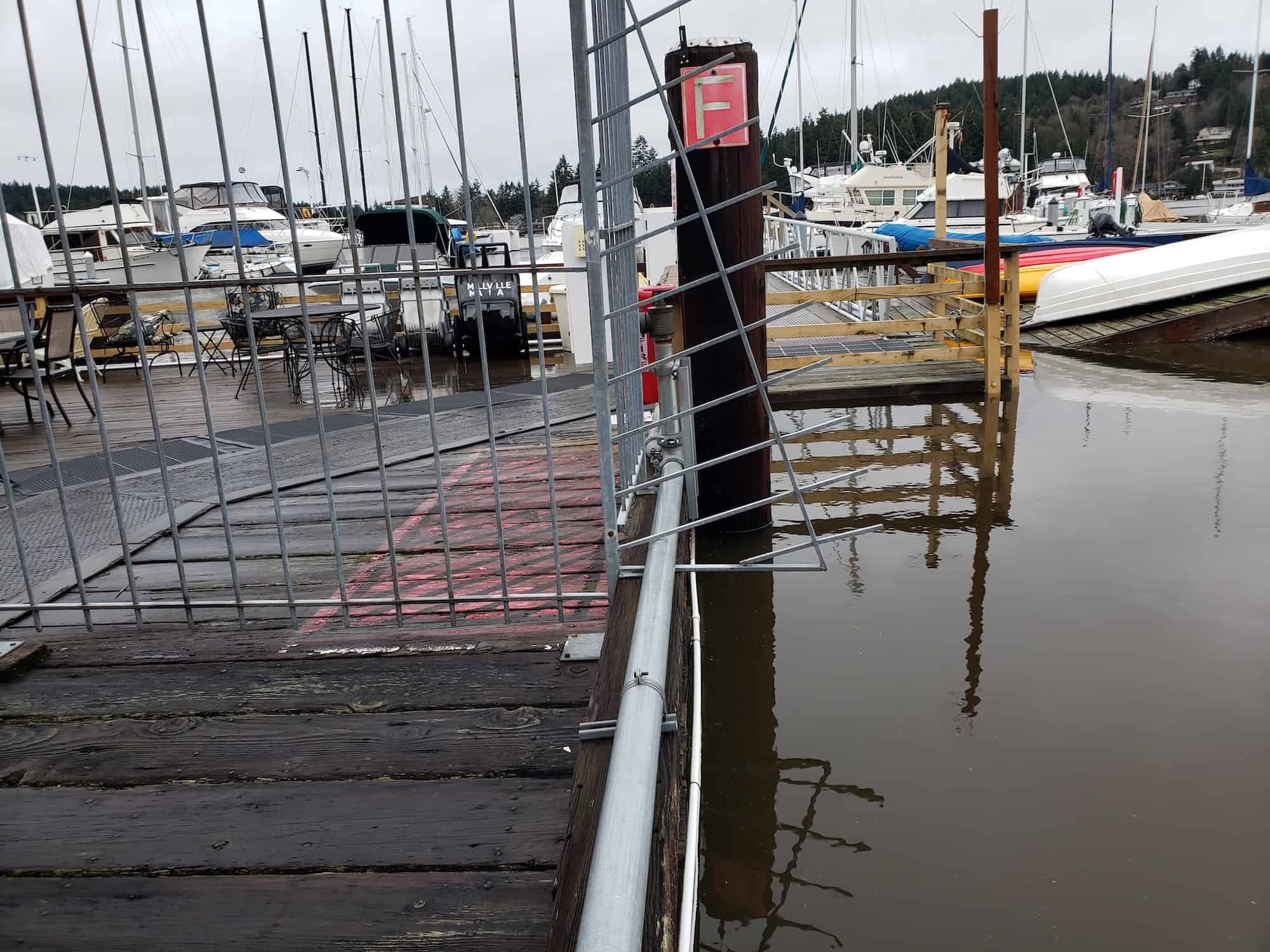 Linda Glein snapped a shot at Millville Marina on Friday of the floating dinghy dock getting caught under the stationary dock.
