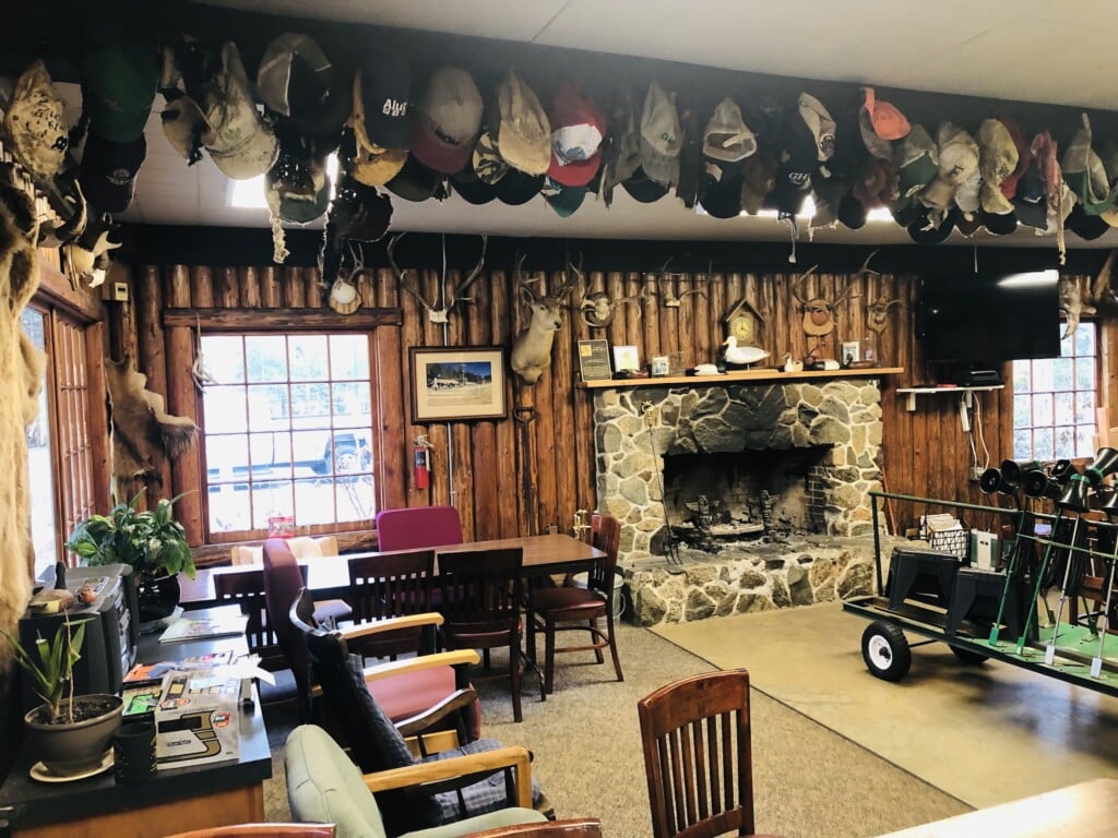 Interior of the sportsman's club's clubhouse.