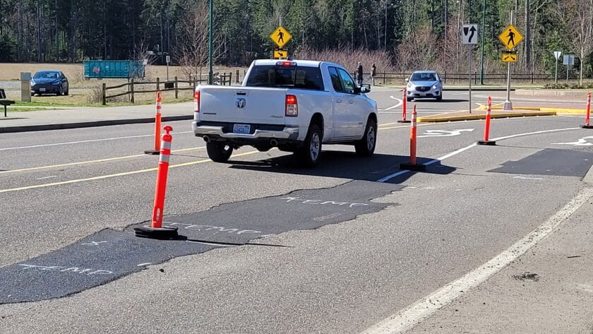 Heavy rain in recent months caused a small portion of Bergen Drive to sink, and multiple attempts to patch the roadway failed.