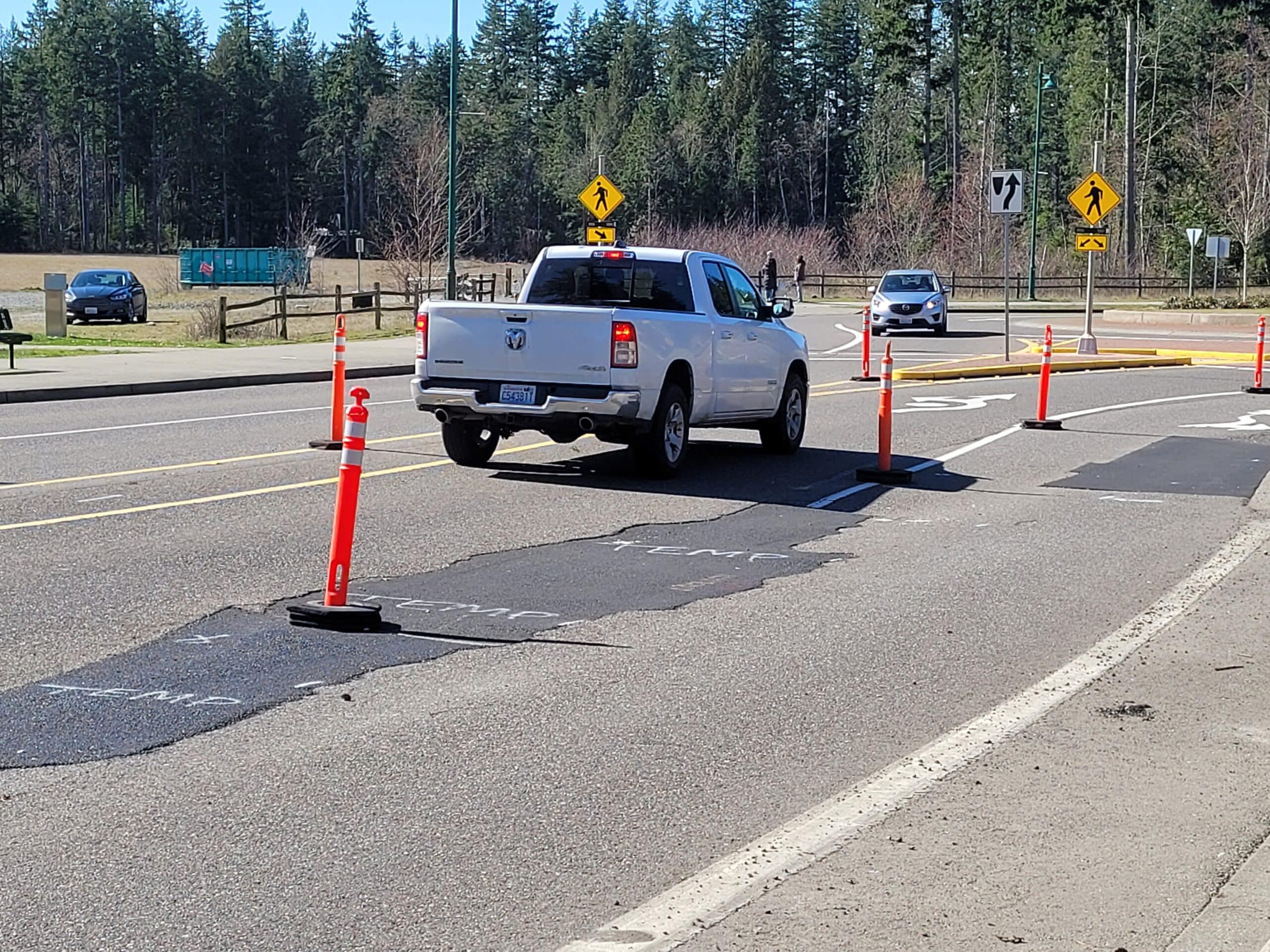 Heavy rain in recent months caused a small portion of Bergen Drive to sink, and multiple attempts to patch the roadway failed.