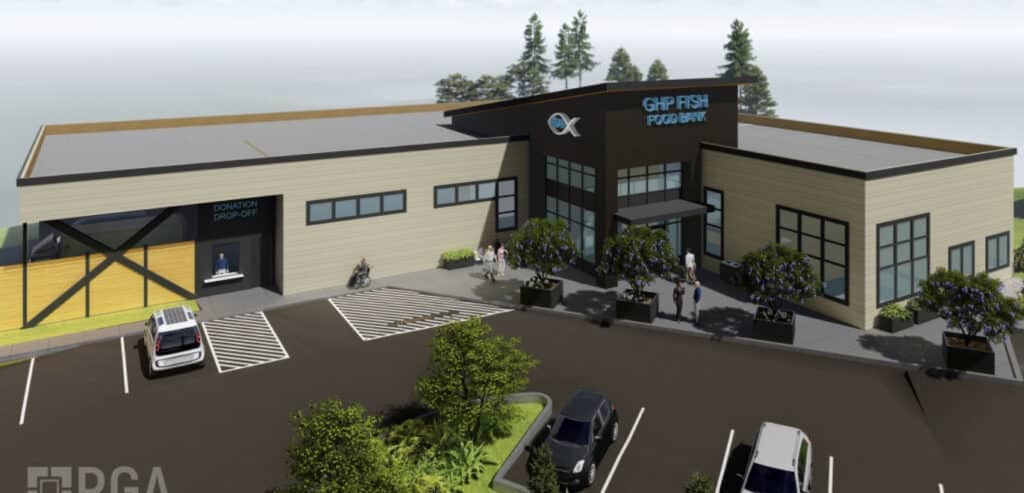 A rendering of what the new Gig Harbor Peninsula FISH Food Bank will look like when it is completed, which is expected by summer.