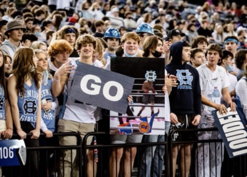 Gig Harbor boys basketball fans cheer for their team at the Tacoma Dome during the Class 3A state tournament.