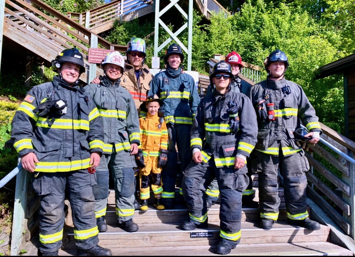 In 2021, Gig Harbor firefighters climbed the Finholm Stairs in downtown Gig Harbor to participate virtually in the LLS Firefighter Stairclimb. On Sunday, March 13, they will join the real thing at the Columbia Tower in downtown Seattle.