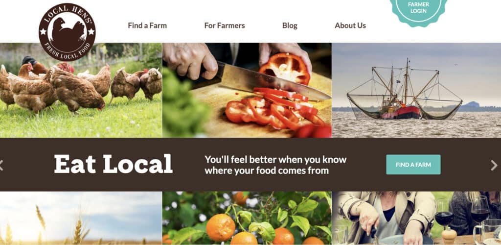 The Local Hens website, which helps connect small farms with consumers in their area.
