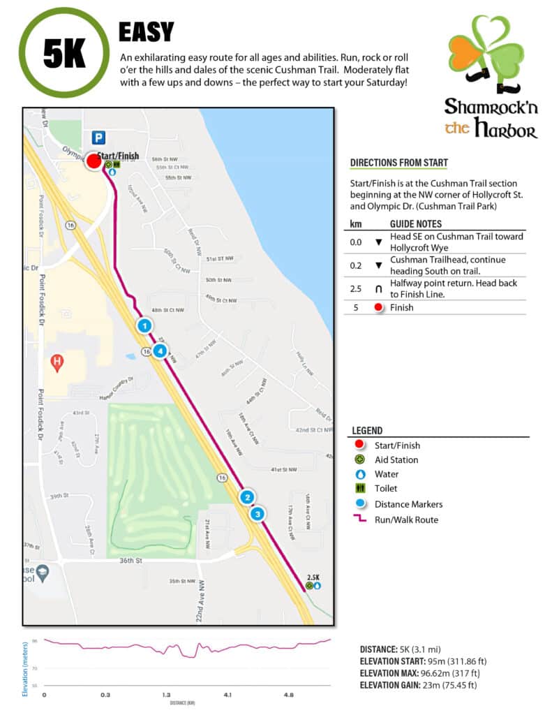 The 5K route for the Shamrock'n the Harbor run on Saturday, March 19.