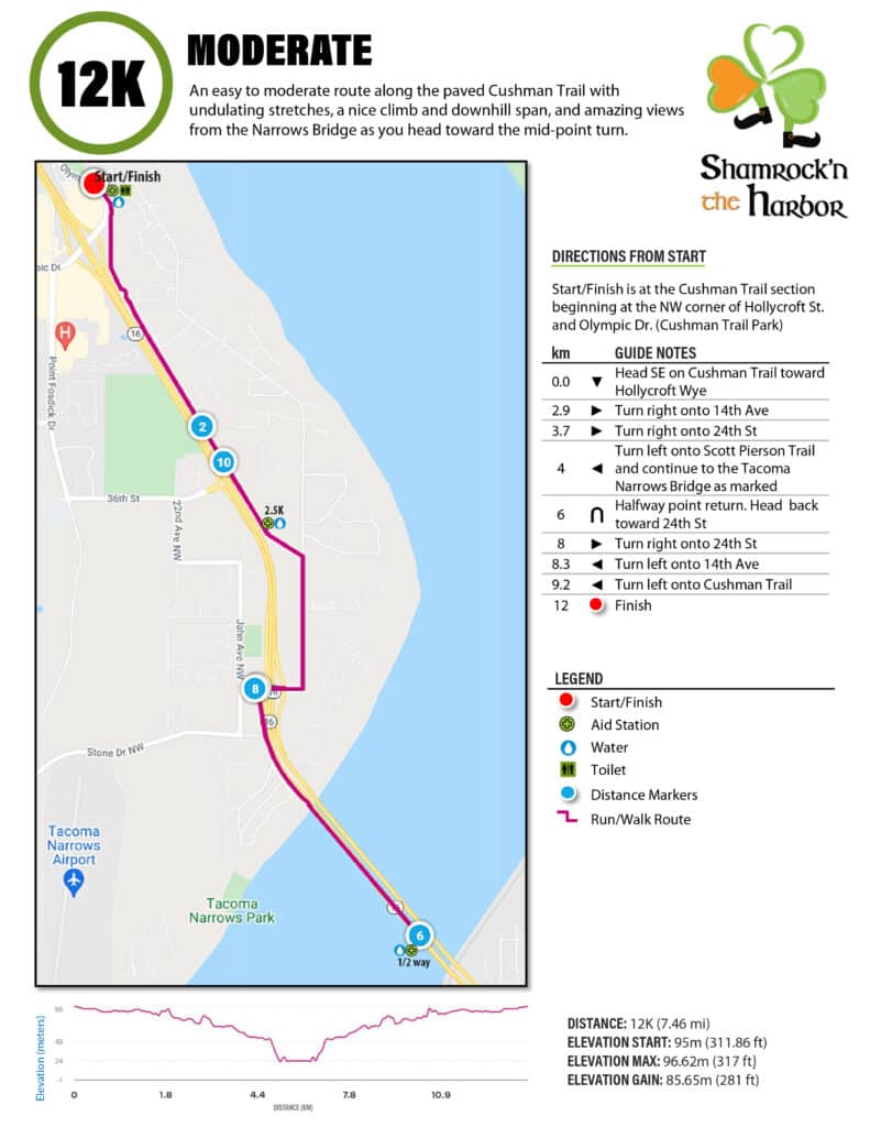 The 12K route for the Shamrock'n the Harbor run on Saturday, March 19.