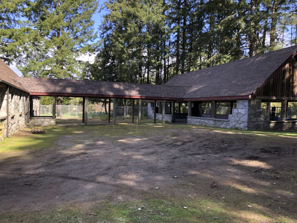 The covered walkway and picnic area, which will have lighting and power installed. 