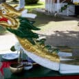 Dragon Boat heads await the awakening on Sunday, April 24, at Skansie Park in downtown Gig Harbor.