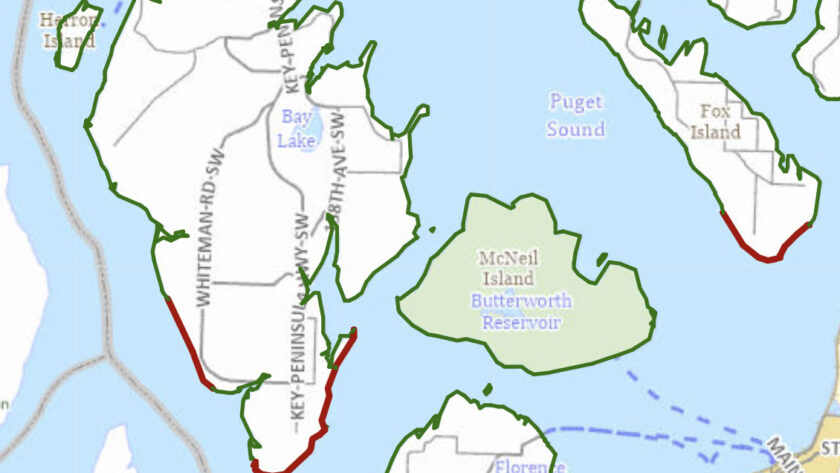 Areas proposed for residential dock prohibition are marked in red on this map.