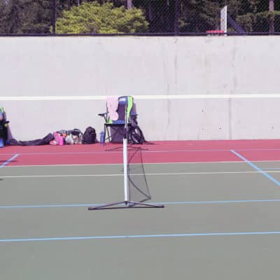 Pickleball is played on a smaller court, allowing more players to participate than in more space-consuming sports like tennis.
