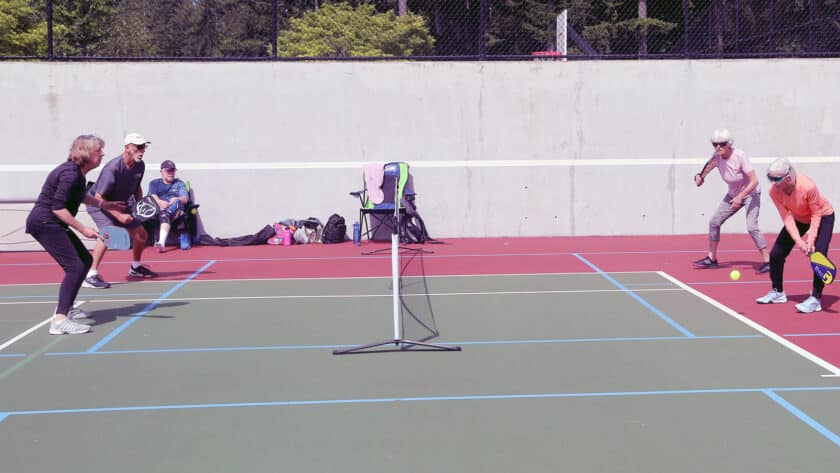 Pickleball is played on a smaller court, allowing more players to participate than in more space-consuming sports like tennis.