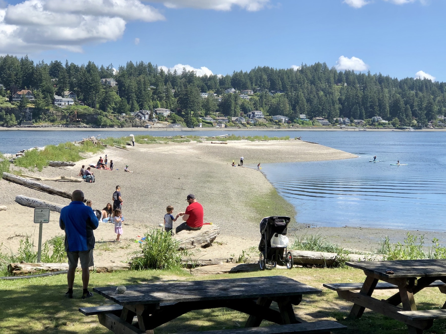 A rare summery day drew people to the Tacoma DeMolay Sandspit Nature Preserve Thursday.