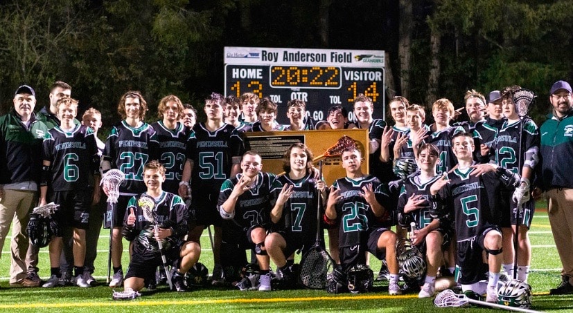 The Peninsula Seahawk lacrosse team was victorious over Gig Harbor by one point in both games played this year.