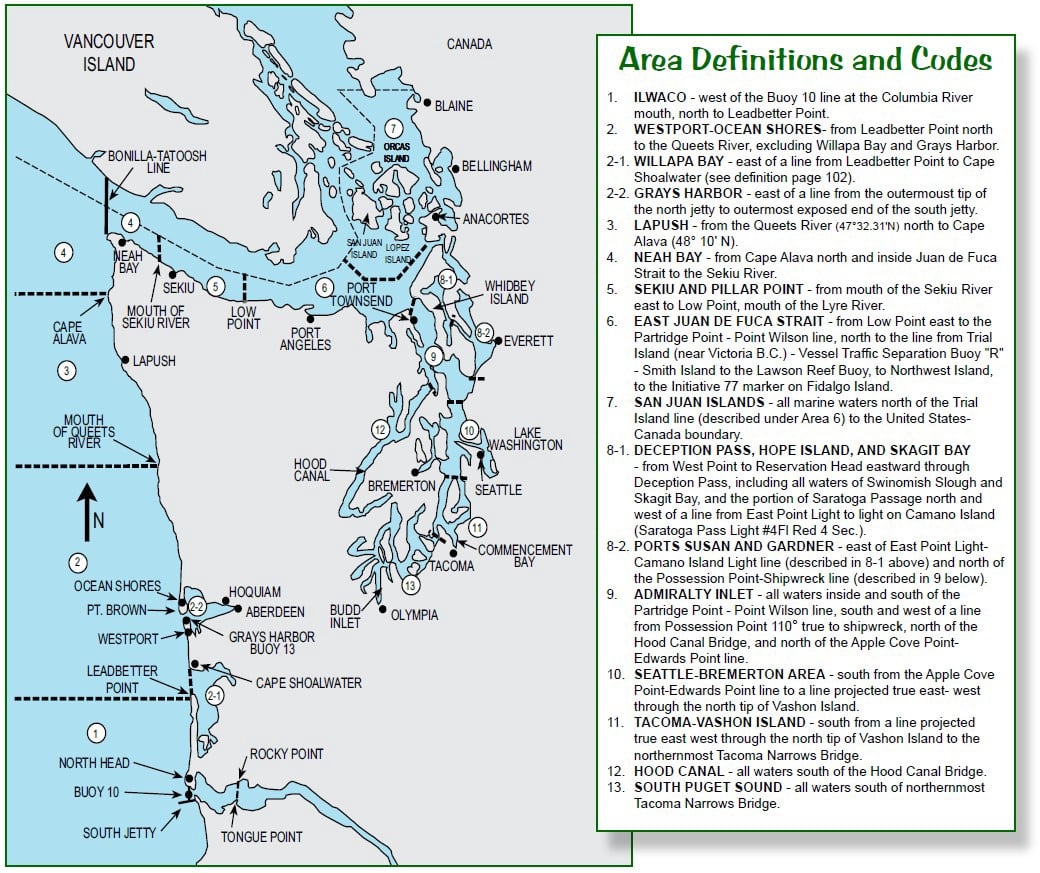 Washington State marine area map