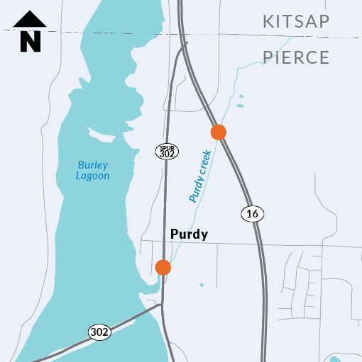 Sites of culvert replacement projects at Highway 16 and Highway 302 Spur.