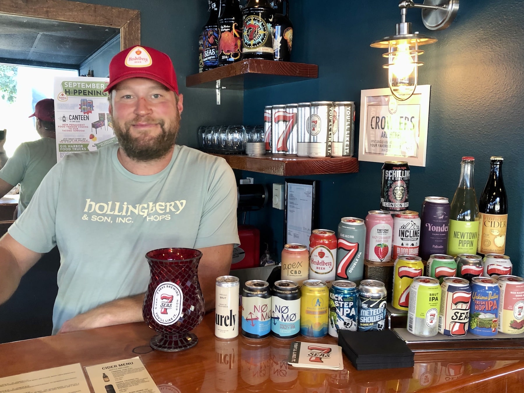 Mike Runion, who co-owns 7 Seas Brewing with Travis Guterson, stands at the Gig Harbor taproom bar.