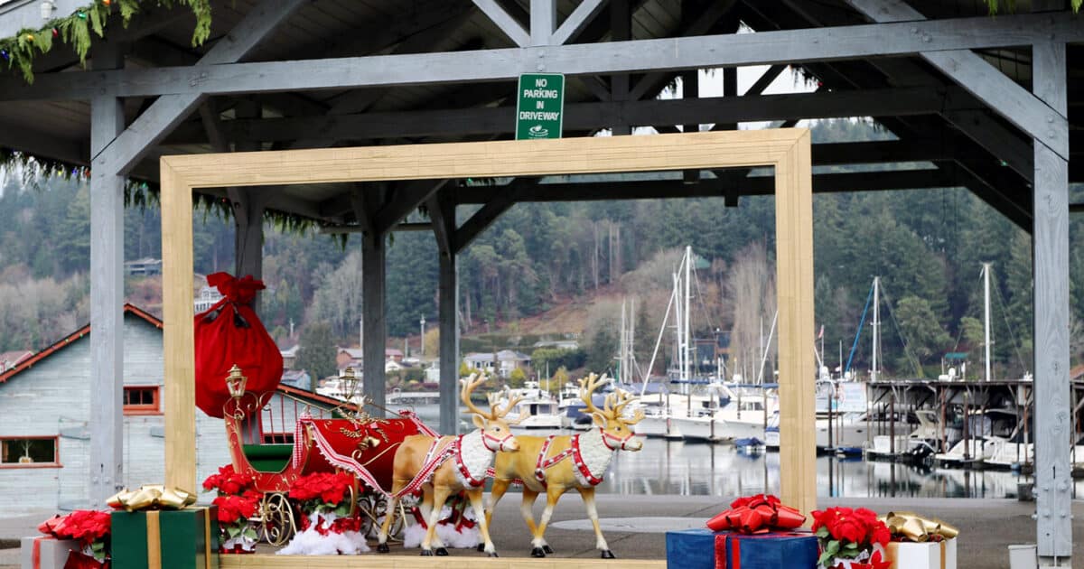 Movie scenes frame a festival downtown holiday Gig Harbor Now A