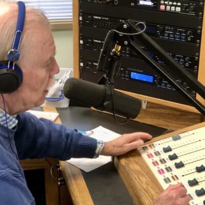 Denny Dale broadcasts his 1,000th show Monday, April 3, from the radio studio at Peninsula High.