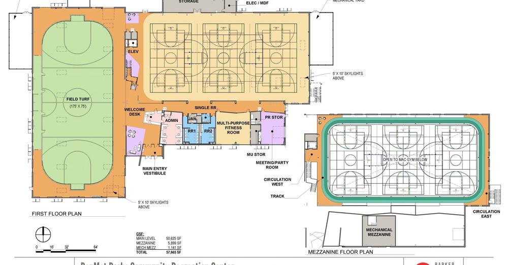 Community recreation center floor plan.
