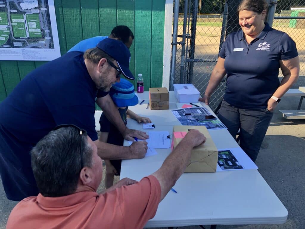 Parks Manager Jennifer Haro handles the comment boxes and answers questions.