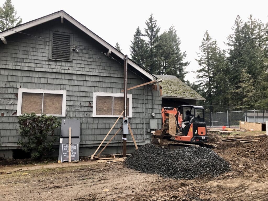 Renovation work on Rosedale Hall continued Wednesday.