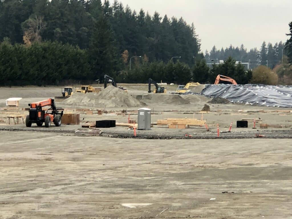 Heavy equipment moves dirt at the CRC construction site Wednesday.