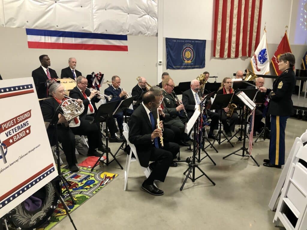The Puget Sound Veterans Band played patriotic music throughout the event.