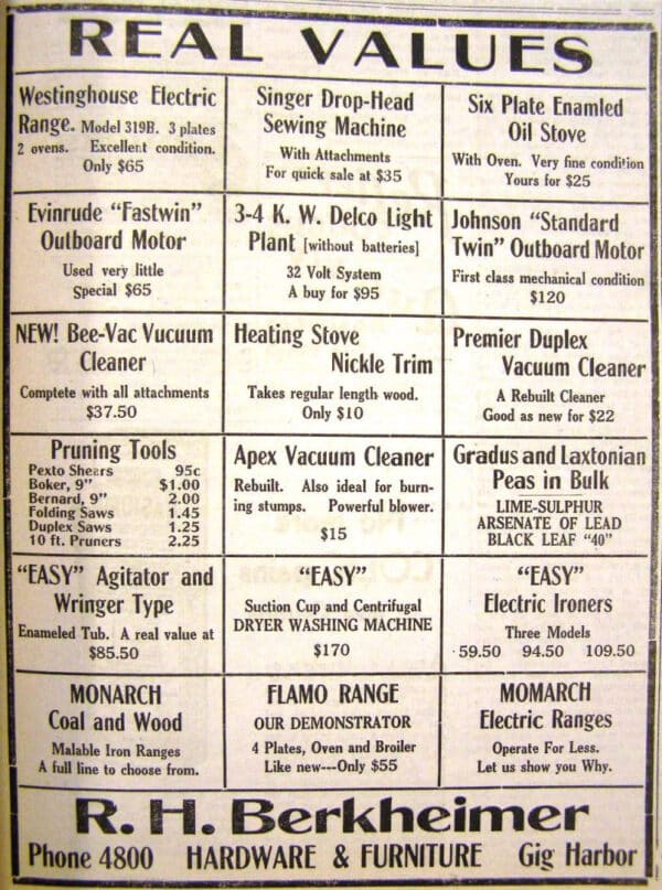 Gig Harbor Now and Then Berkheimer's original location has a deep