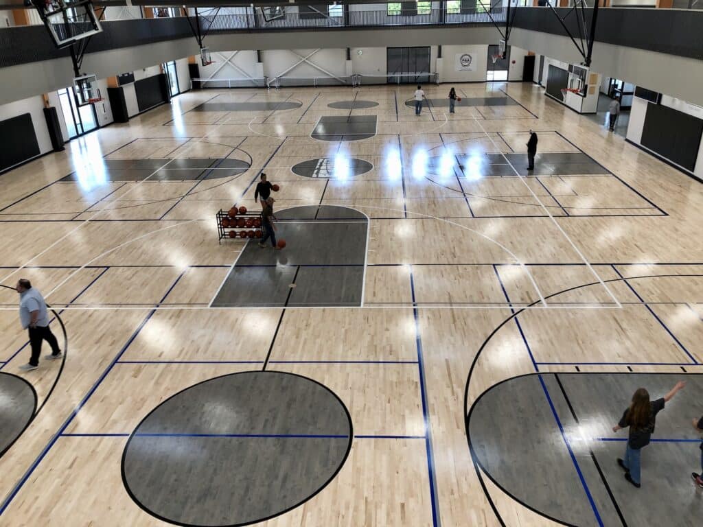 The sports courts.