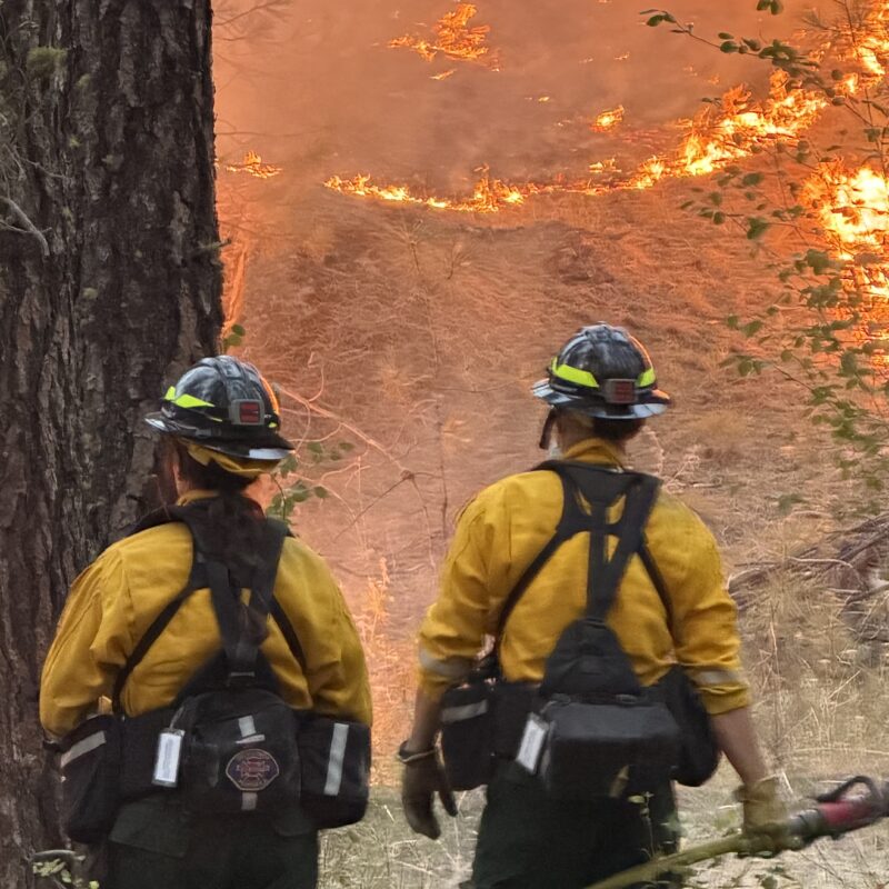 Gig Harbor Fire & Medic One sent four firefighters to Spokane to help contain the blaze. From lefrt is Firefighter/Emergency Medical Technician Chelsea Stayton and Firefighter/Paramedic George Hwang. The three wildland fires in Spokane started on Saturday, burning about 3,500 acres by Tuesday and destroyed about 700 structures.